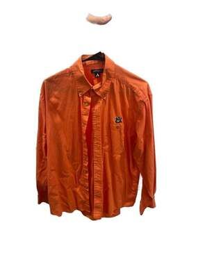 Antigua Auburn Tigers Men's Medium Orange Checked Long Sleeve Button Down Shirt